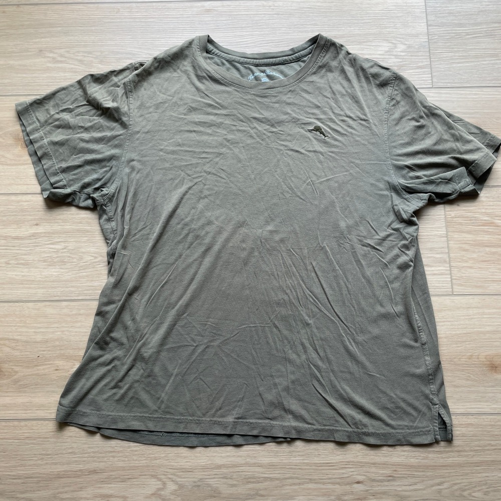 Tommy Bahama Mens Olive Green Cotton Modal Marlin Logo T-Shirt Large RN 60766